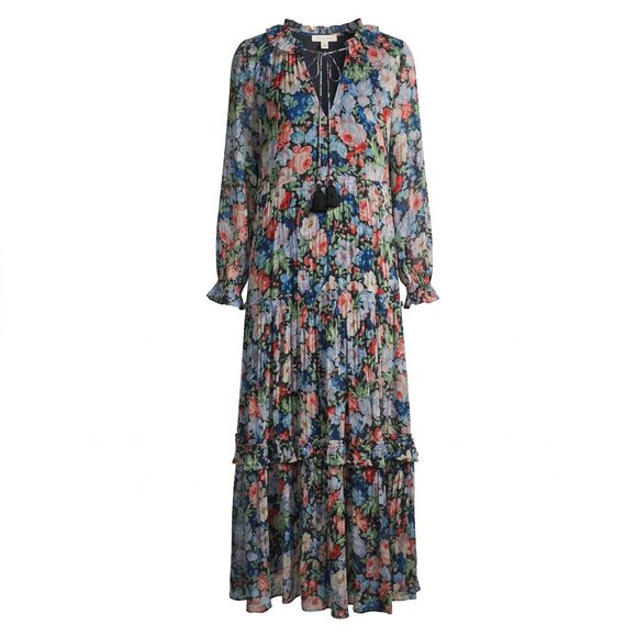 Anthropologie Dresses & Skirts - Anthropologie The Marais Printed Chifron Maxi Dress Pleated Long Sleeve Floral S